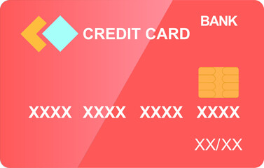 Vectorized red credit card with chip