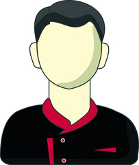 Vectorized waiter in black and red work uniform