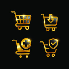 Golden Shopping Cart Icon 