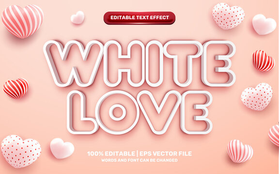white love bold 3d editable text effect with 3d love shape