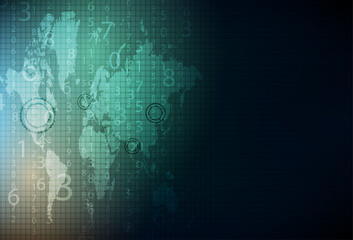 Global technology world data communication vector background