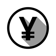 Japanese Yen or Chinese Yuan Currency Money Sign in a Circle Icon with 3D Shadow Effect. Vector Image.