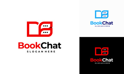 Book Talk logo designs concept vector, Chat book logo designs Speech book logo template icon vector