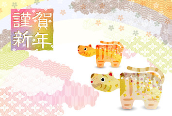 寅　年賀状　和柄　背景
