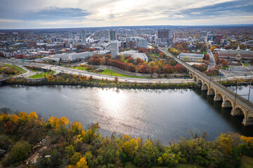 Fototapeta na wymiar Aerial Drone of New Brunswick Foliage 