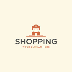 minimalist SHOPPING building store logo design