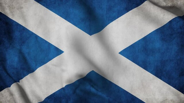 4K Ultra Hd 3840x2160. A beautiful view of Scotland flag video. 3D flag waving seamless loop video animation.