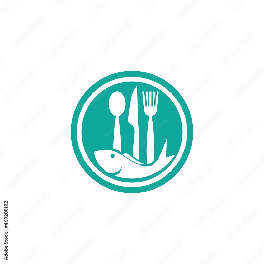 Wall mural seafood fork and spoon logo