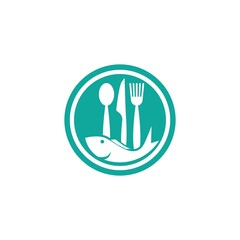 Seafood fork and spoon logo