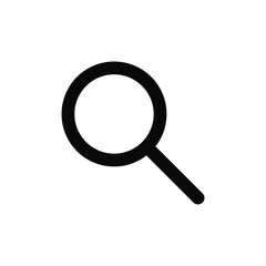 black search icon for website on white background