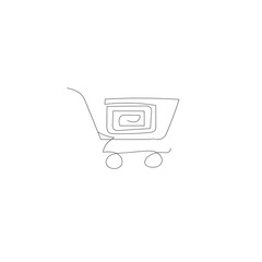 shopping cart illustration icon vector continuous line