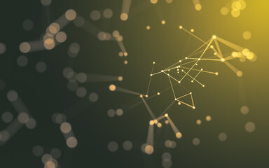 Abstract background. Molecules technology with polygonal shapes, connecting dots and lines. Connection structure. Big data visualization.