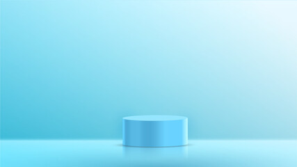 Blue sky color geometric 3d podium of Vector illustration.