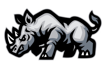 Cartoon angry rhino mascot design © matamu