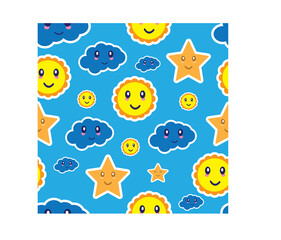 pattern of star, sun cloud cartoon