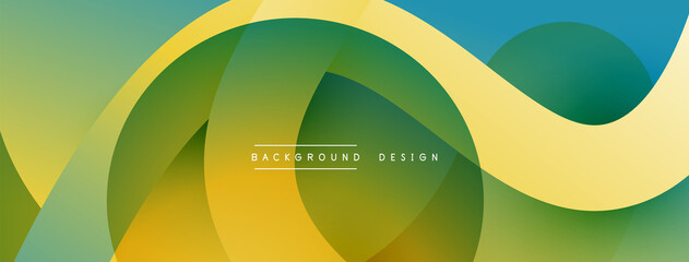 Abstract overlapping lines and circles geometric background with gradient colors