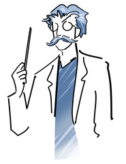 指揮棒を持つ教授