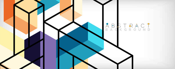 Abstract background. 3d cubes, cubic elements and blocks. Techno or business concept for wallpaper, banner, background, landing page