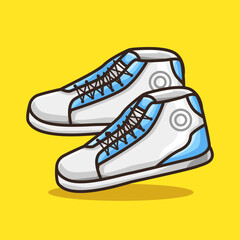 Cool Sneaker Shoes for City Walk in Colourful Cartoon Line Art Illustration