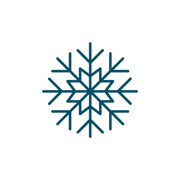 Snowflake winter Christmas line art blue icon. Pixel perfect, editable stroke