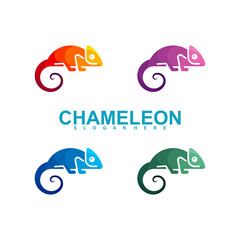 A collection of vector illustration chameleon logo concepts with unique shapes and colorful designs. Premium creative design