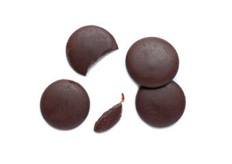 Dark circle chocolate  isolated on white background
