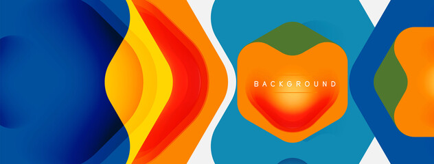 Color arrow shapes on white backdrop. Minimal geometric abstract background. Vector illustration for wallpaper banner background or landing page