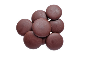 Dark circle chocolate  isolated on white background, clipping path.