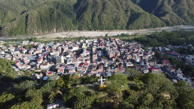Aerial view of the beautiful city of La Merced - Chanchamayo located in the department of Junin in