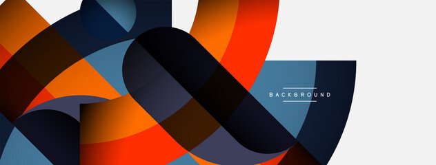 Fototapeta premium Geometric abstract background. Round shapes, circles, lines composition for wallpaper banner background or landing page