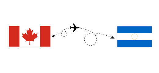 Flight and travel from Canada to Nicaragua by passenger airplane Travel concept