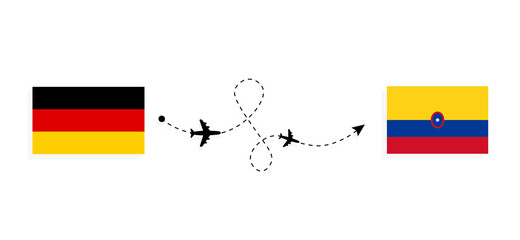 Flight and travel from Germany to Colombia by passenger airplane Travel concept