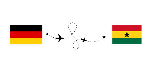 Flight and travel from Germany to Ghana by passenger airplane Travel concept