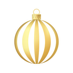 Gold Christmas tree toy or ball Volumetric and realistic color illustration