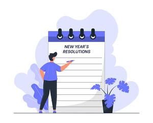 New Year's Resolutions Flat Concept Illustration