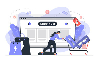 Online Shopping Flash Sales Concept Illustration