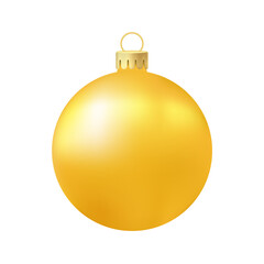 Yellow Christmas tree toy or ball Volumetric and realistic color illustration
