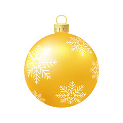 Yellow Christmas tree toy or ball Volumetric and realistic color illustration