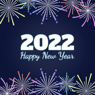 New Year 2022 Flat Fireworks Background