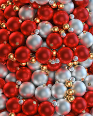 New Year background made from Christmas balls. Creative banner. Instagram dimension.