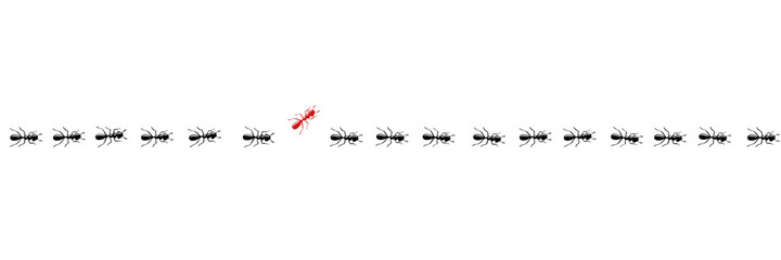 Ants trail with a changer. Think different and be unique concept. Vector illustration isolated in white background