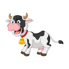 Cartoon funny cow isolated on white background