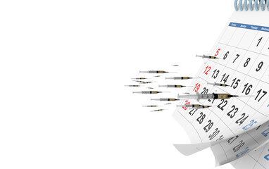 appointment for vaccination against covid-19 clock time calendar day - 3d rendering
