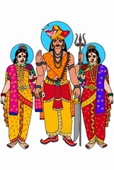 A beautiful illustrations of indian gods and goddesses