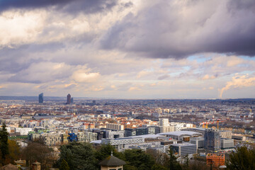 Panoramic view of Lyon city, France