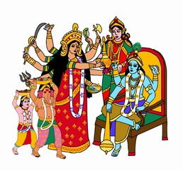 A beautiful illustrations of indian gods and goddesses