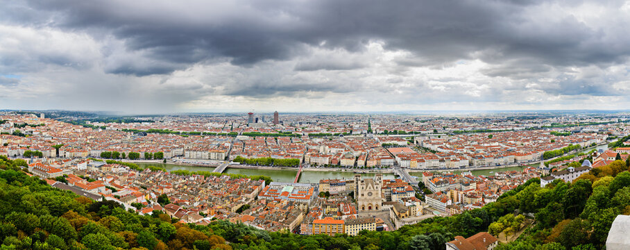 Panorama of the city, Lyon, France
