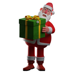 A kind-hearted 3D Santa Picture ready to share a gift