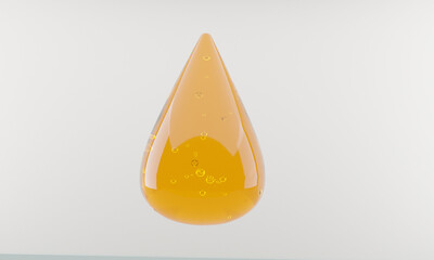  Essence oil drop on white background.concept for cosmetic design.-3d rendering.