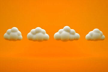3d clouds isolated on background. 3D Render cartoon clouds icon. 3d cloud shapes vector illustration 